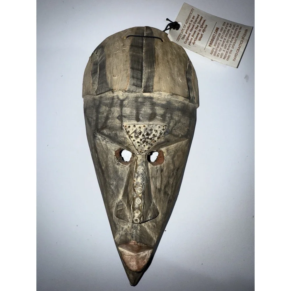 Dan Mask Painted Wood One Of A Kind Certificate of Authenticity Can Hang On Wall